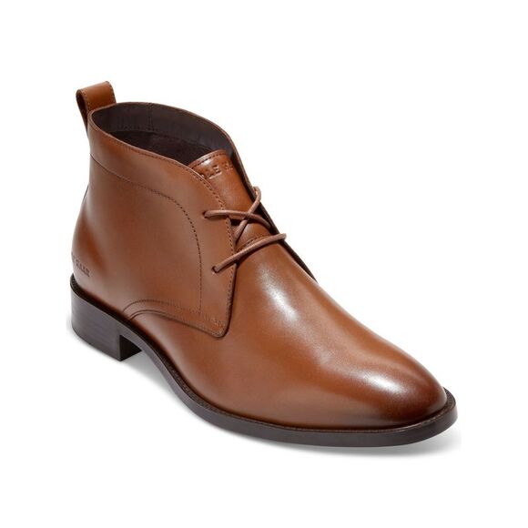 COLE HAAN Other - NWT COLE HAAN Mens Brown Heel Pull-Tab Hawthorne Almond Chukka Boots 10 M